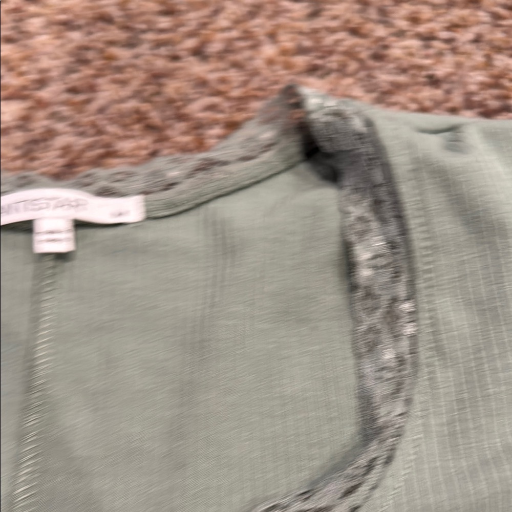 Green Ribbed Women's Top - Picture 3 of 5
